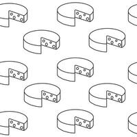 Seamless pattern outline cheese hand drawn vector