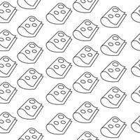 Seamless outline pattern slice of cheese hand drawn vector
