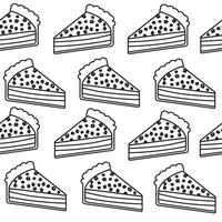 Seamless outline pattern of slices cakes hand drawn style vector