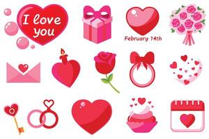Set of Valentine's Day Elements Illustrations vector