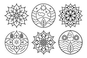 Nature-Themed Mandala Art Collection with Unique Patterns vector
