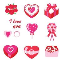 Set of 9 Valentine's Day Element Illustrations vector