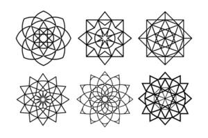 Geometric Mandala Set with Intricate Line Art for Creative Projects vector
