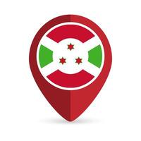 Map pointer with contry Burundi. illustration. vector