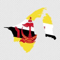 Brunei map silhouette with flag on white background vector