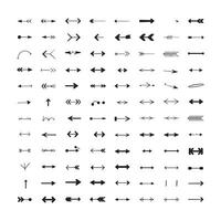 Arrow icon set isolated. Arrows set of 100 black icons. Black arrows icons. Modern simple arrows. vector