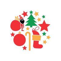 Christmas red elements and decorations collection isolated on white background. vector