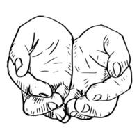 Hands of praying. Hand drawn illustration of praying hands. vector
