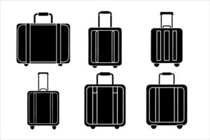 Various Luggage Styles Silhouettes for Travel Design vector