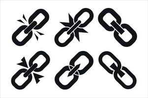 Broken Chain Link Icons Set vector