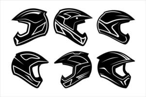 Six Different Motocross Helmet icon vector