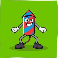 Cheerful rocket firework cartoon, suitable for related content or mascot vector
