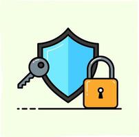 shield and lock icon illustration, suitable for technology and system security related content vector