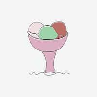 Simple ice cream bowl line art. Ice cream line icon vector