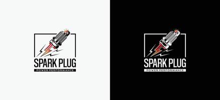 Illustration of a power spark plug logo design with an electrical icon symbol vector