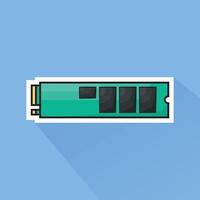 Illustration of SSD M2 in Flat Design vector