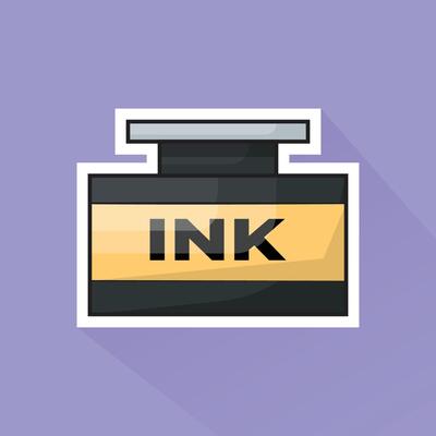 Illustration of Ink Bottle in Flat Design