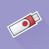 Illustration of USB Flash Drive in Flat Design vector
