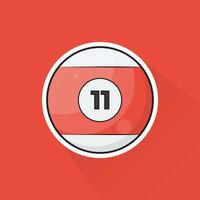 Illustration of Pool Ball Number 11 in Flat Design vector