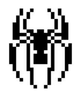 Black spider pixel art. Halloween character icon. retro style. vector