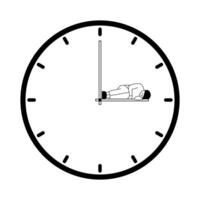 Man sleeps tired on the clock. The man is waiting for the time illustration. vector