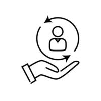 Care customer icon, total inclusive service, line symbol on white background. Editable stroke illustration eps10. vector