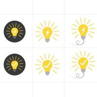 Idea lamp icon collection.Light bulb Set vector