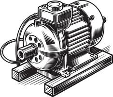 water pump motor line art vector
