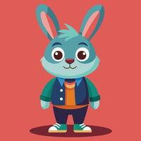 Cartoon rabbit character with a jacket and tie vector