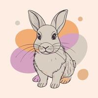 A rabbit with a purple background and orange circles vector