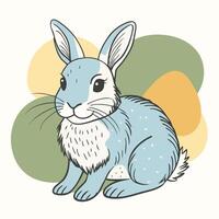 A cartoon rabbit sitting on a green background vector