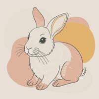 A cartoon rabbit sitting on a beige background vector