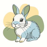 A cartoon rabbit with a green and blue background vector