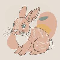 A rabbit is sitting on a beige background vector