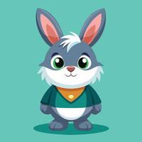 A cartoon rabbit in a green jacket and tie vector
