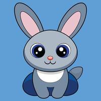 A cartoon bunny with big eyes and a blue background vector