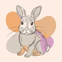 A rabbit is sitting on a pink background vector