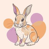A rabbit sitting on a pink background with circles vector