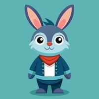 A cartoon rabbit in a blue uniform and red scarf vector