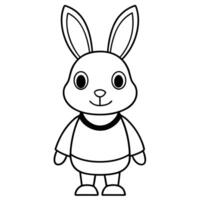 A cartoon rabbit with a black and white outline vector