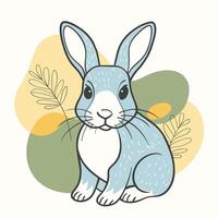 A cartoon rabbit sitting on a green background vector