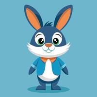 A cartoon rabbit wearing a blue jacket and tie vector