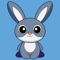 A cartoon bunny with big eyes and a blue background vector