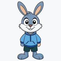 A cartoon rabbit wearing a blue jacket vector