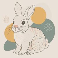 illustration of cute rabbit with polka dots on beige background vector
