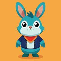 A cartoon rabbit wearing a blue jacket and a red scarf vector