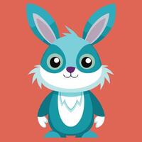 A cartoon blue rabbit with big eyes vector