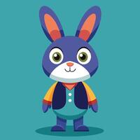 A cartoon rabbit in a blue vest and tie vector