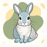 A cartoon rabbit sitting on a green background vector