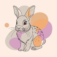 A rabbit with orange and purple spots on its back vector